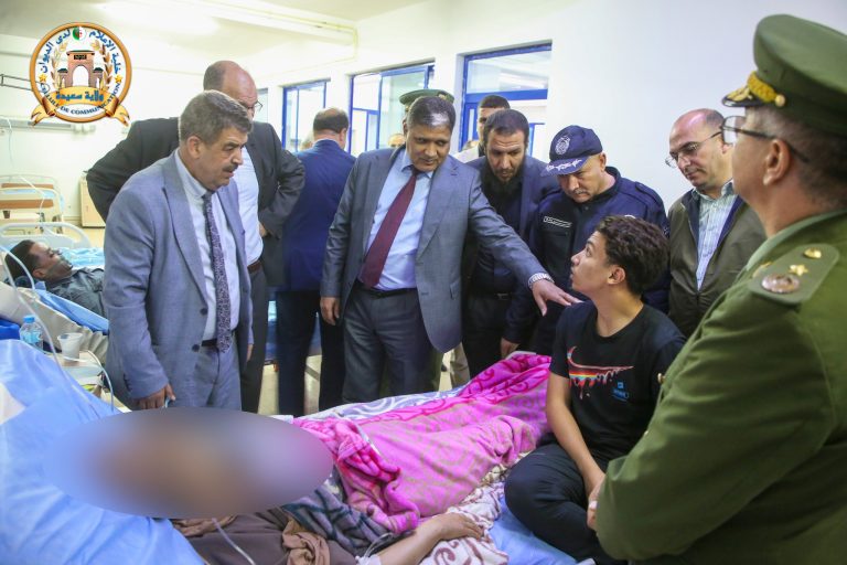 زيارة إطمئنان على الحالة الصحية للمصابين على إثر نشوب حريق عدادات كهربائية